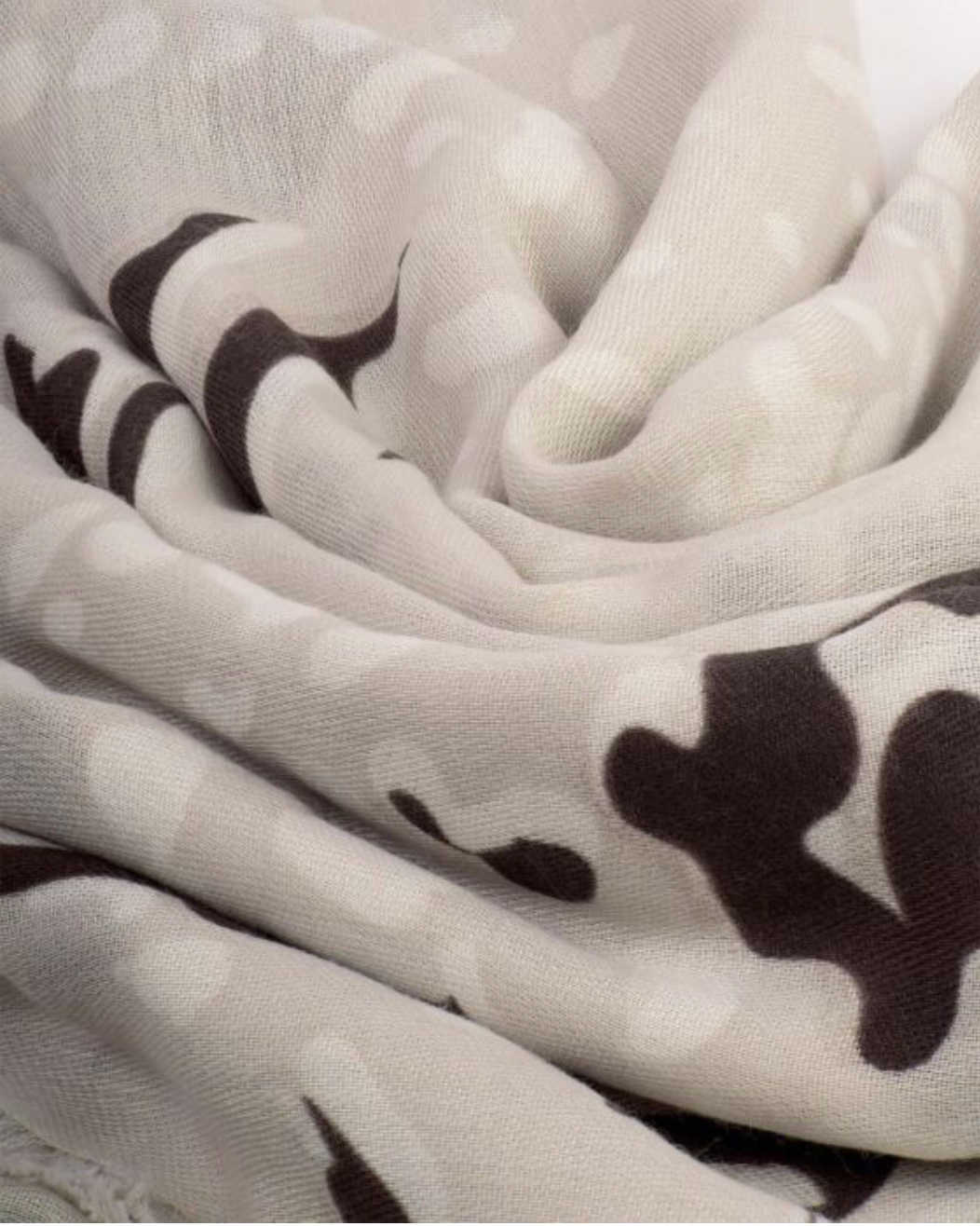 Katie Loxton | Light Taupe, Chocolate & Gold Animal Printed Scarf