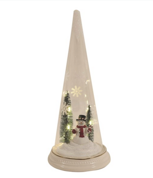LED Snowman Glass Tree Decoration 28cm