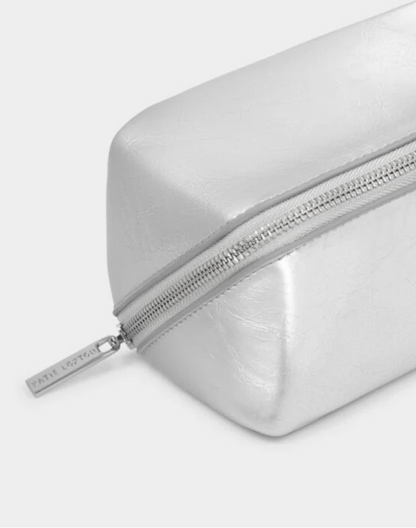 Katie Loxton | Silver Patent Crackle Fold Out Makeup Bag With Mirror