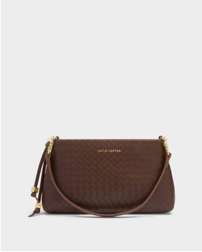 Katie Loxton | Dark Chocolate Nova Woven Texture Clutch