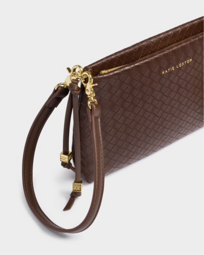 Katie Loxton | Dark Chocolate Nova Woven Texture Clutch