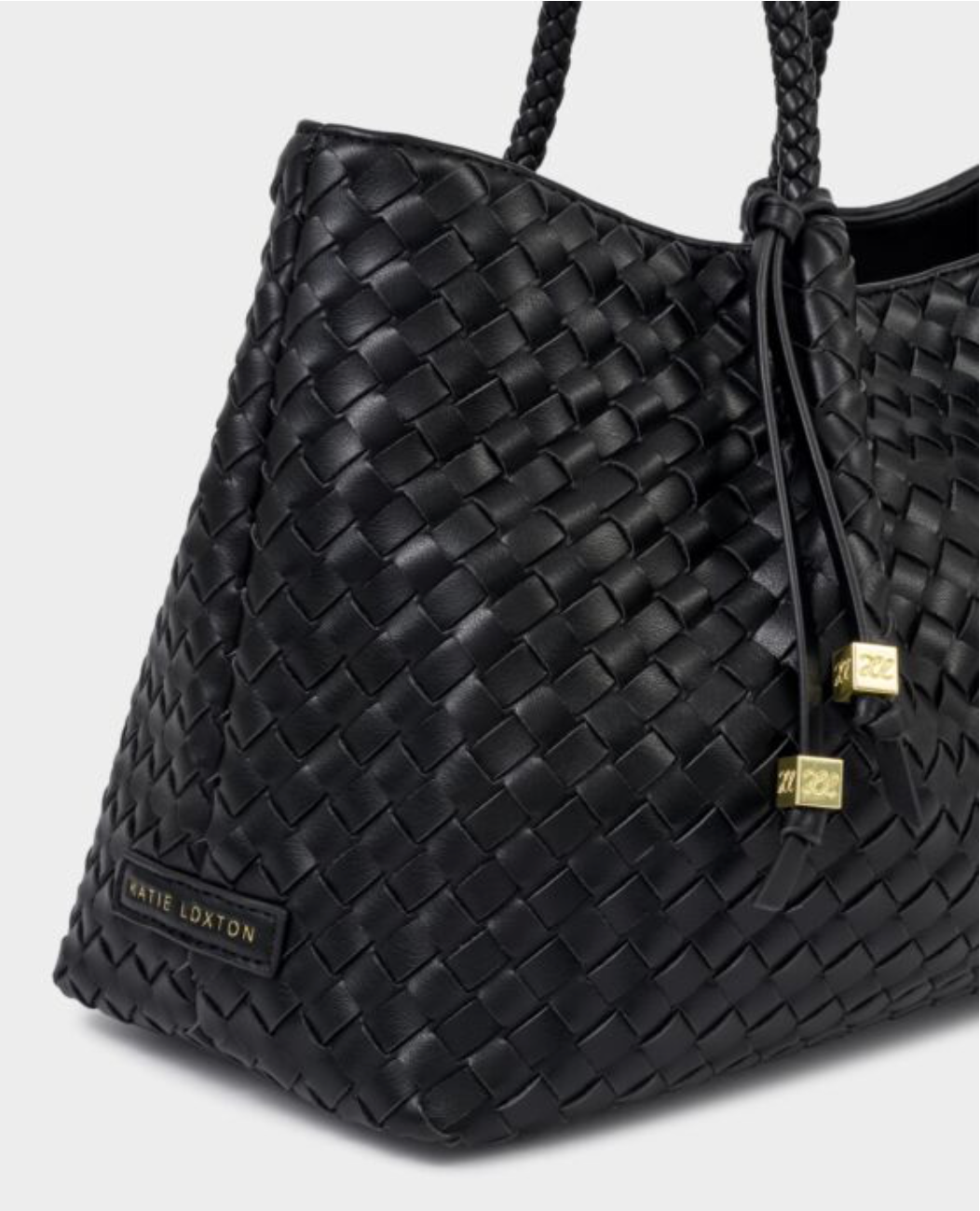 Katie Loxton | Black Nova Hand Woven Small Shoulder Tote