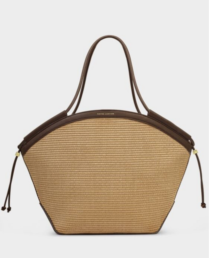 Katie Loxton | Bitter Chocolate Florence Raffia Tote Bag