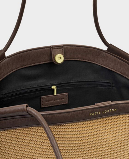 Katie Loxton | Bitter Chocolate Florence Raffia Tote Bag