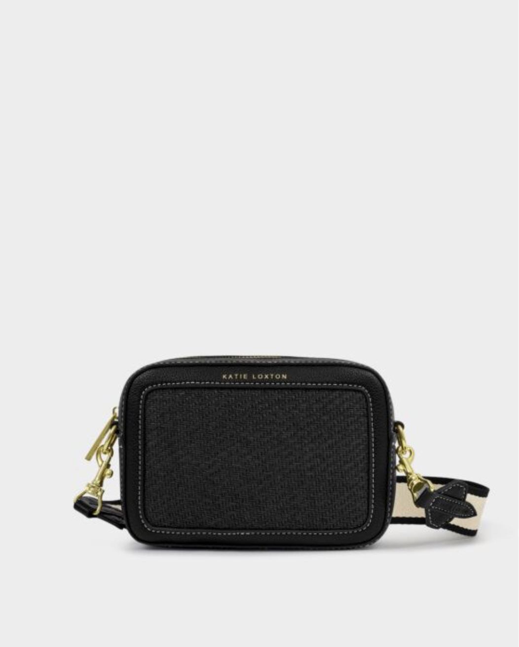 Katie Loxton | Black Avery Raffia Small Crossbody Bag