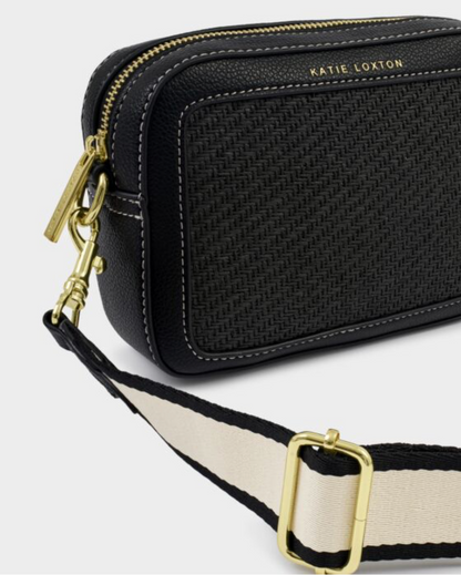 Katie Loxton | Black Avery Raffia Small Crossbody Bag