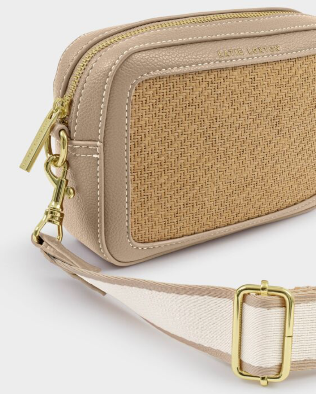 Katie Loxton | Light Taupe Avery Raffia Small Crossbody Bag