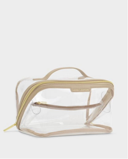 Katie Loxton | Light Taupe Clear Large Makeup & Wash Bag