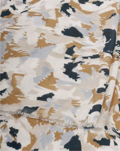 Katie Loxton | White, Caramel & Navy Terrazzo Printed Scarf