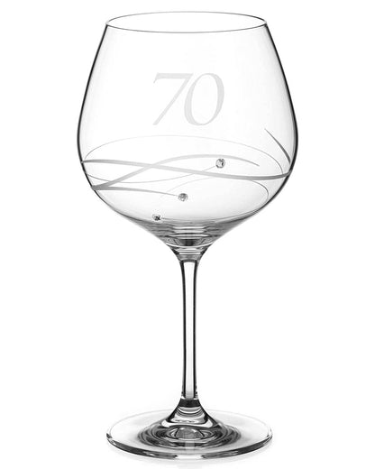 70th Birthday Gin Glass Adorned With Swarovski Crystals - S