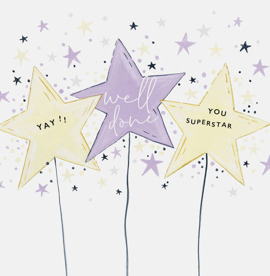 Card - Well Done You Superstar - 3 Balloons