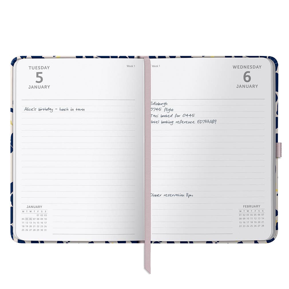 A5 Day a Page Diary 2027 Navy Animal Spot - Busy B
