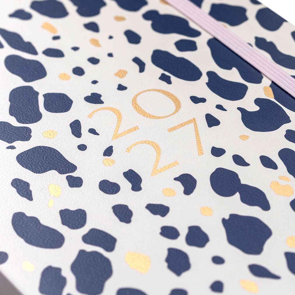 A5 Day a Page Diary 2027 Navy Animal Spot - Busy B