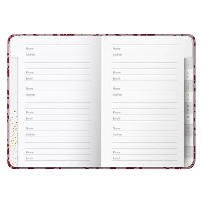 Address & Birthday Book - Burgundy Spray, Alphabetical Tabs