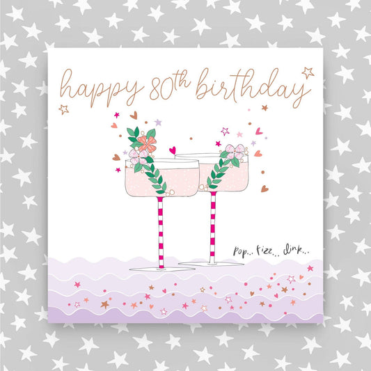 Happy 80th Birthday - Champagne Glasses Greeting Card (MA22)