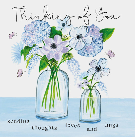 Card - Thinking Of You - 2 Vases Of Flowers