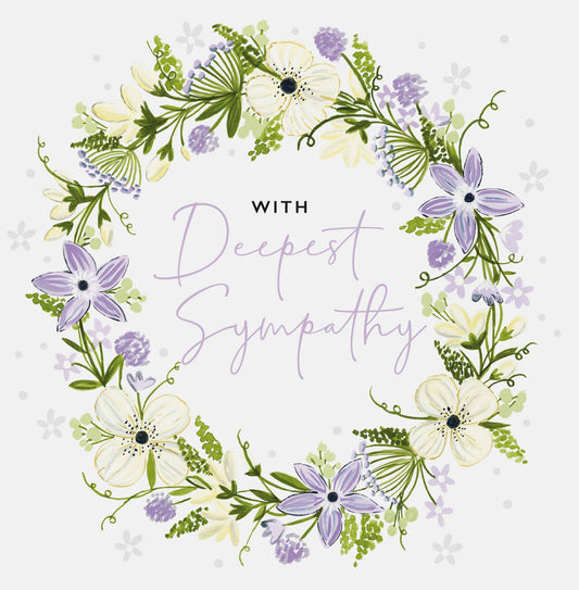 Card - With Deeepest Sympathy - Flower Wreath