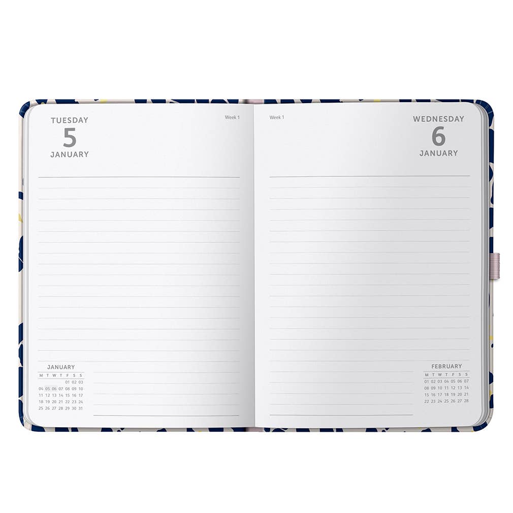 A5 Day a Page Diary 2027 Navy Animal Spot - Busy B