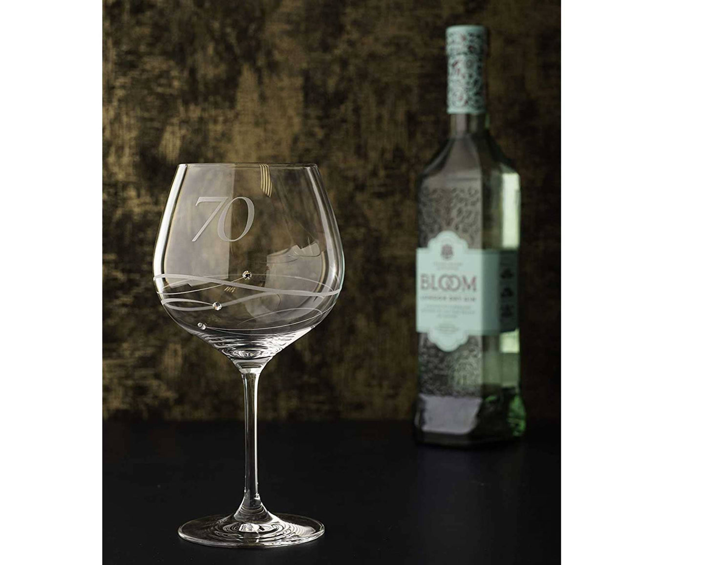 70th Birthday Gin Glass Adorned With Swarovski Crystals - S