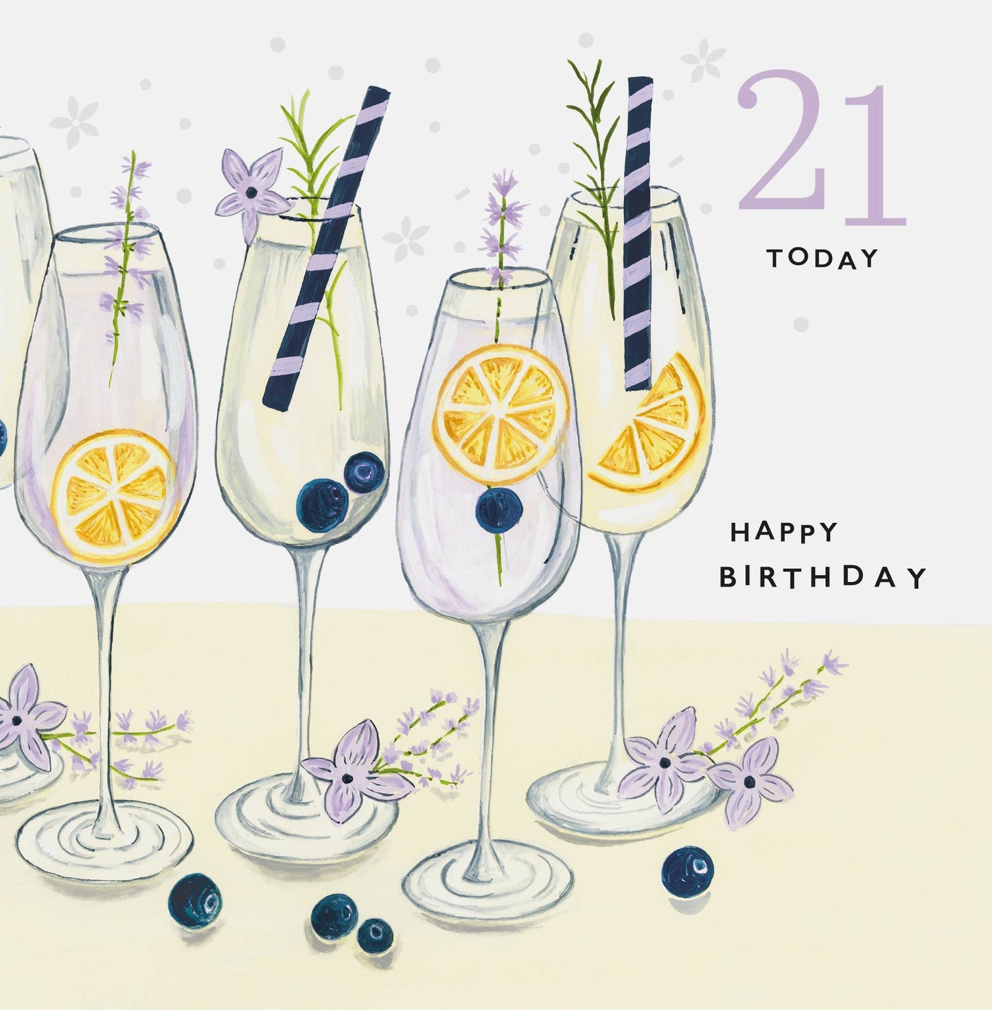 Card - 21 Today Happy Birthday - 4 Champagne Flutes