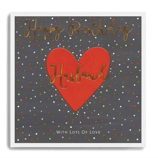 Happy Birthday Husband Card With Large Red Heart