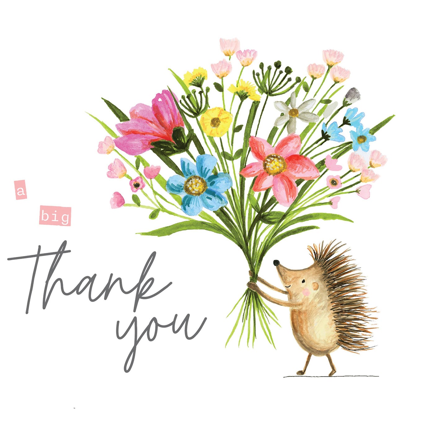 Card - Thank You Hedgehog With Bouquet