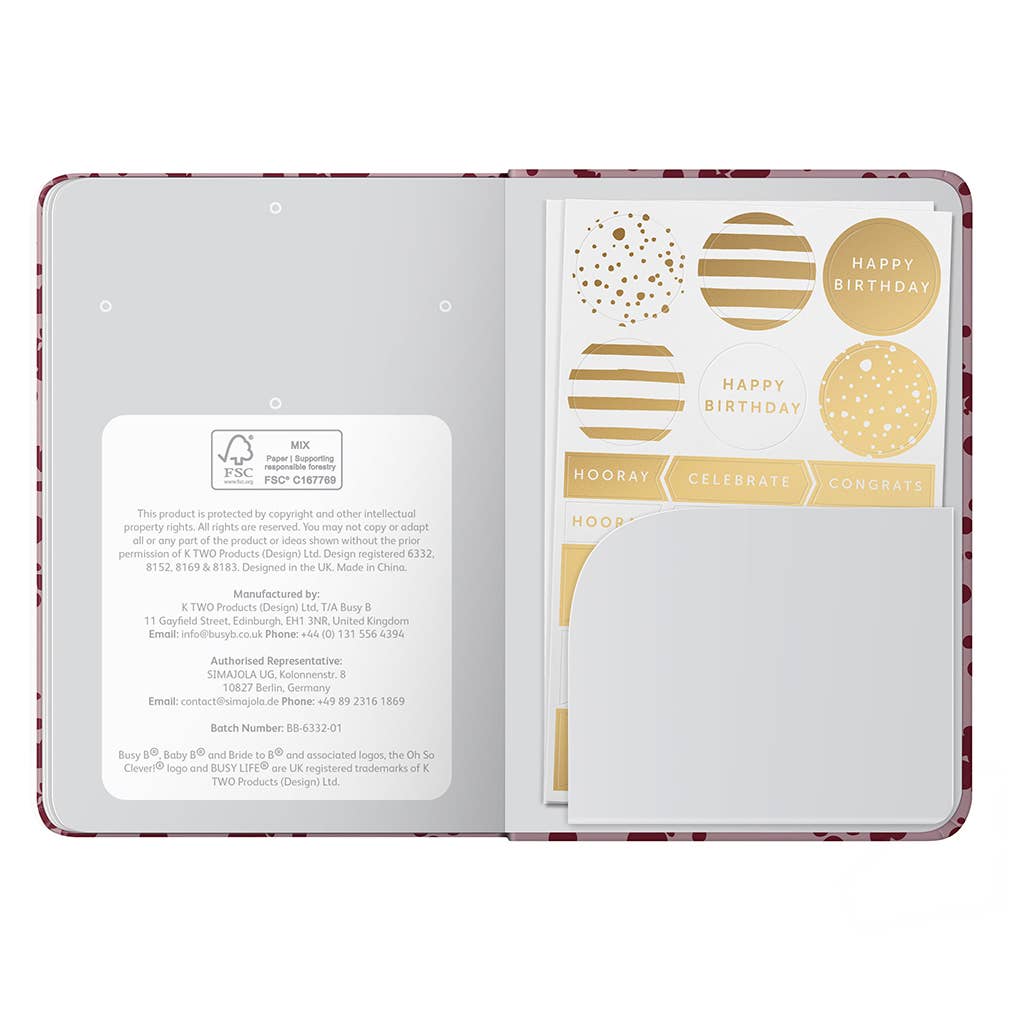 Address & Birthday Book - Burgundy Spray, Alphabetical Tabs