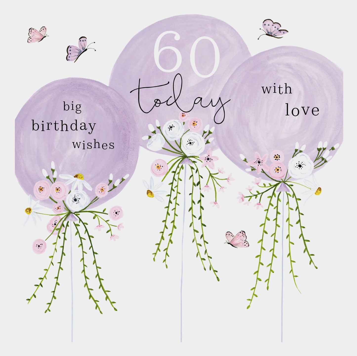 Card - 60 Today Big Birthday Wishes - 3 Balloons