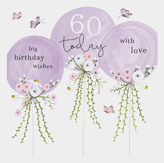 Card - 60 Today Big Birthday Wishes - 3 Balloons